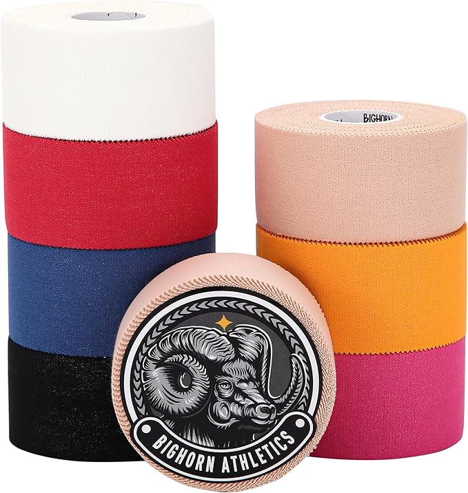 Bighorn Athletics Sports Tape | EZ-Tear Pink Athletic Tape for Wrist, Ankle & Foot Support | Zinc Oxide Infused & Latex-Free Adhesive, Breathable Cotton Fabric, 1.5-Inch x 45-Feet, 4 Rolls, Pink