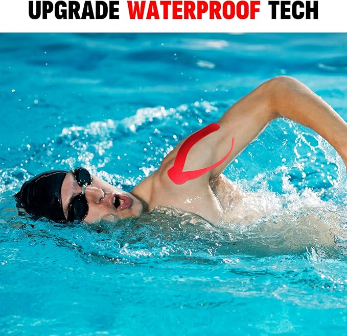 5 Rolls Kinesiology Tape, 2 inch x 16.4 Feet Waterproof Athletic Tape, Uncut Kinetic Tape, Muscle Tape, Sports Tape, Knee Tape for Exercise and Daily Use - Red