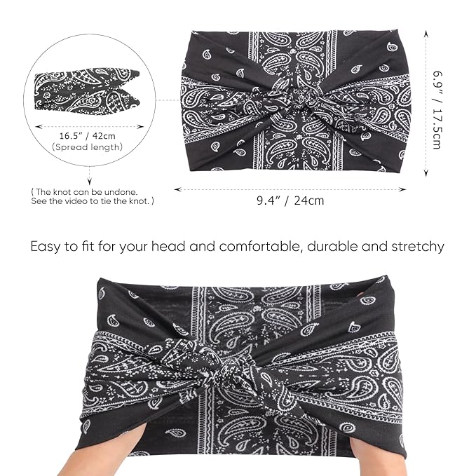 DRESHOW 8 Pack Bow Headbands of Solid Color for Women’s Hair Non Slip Wide Vintage Head Wraps Knotted Cute Hair Band Accessories