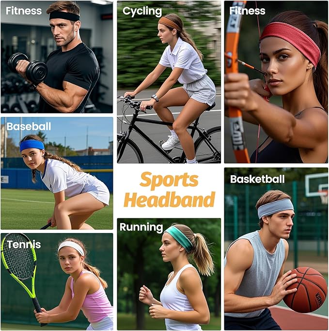 Headbands for Women - 6 Pack Wide Elastic Hair Bands | Stretchy Sweatbands Hair Bands | Soft Sports Thin Head Bands | Non-Slip Accessories Bands for Fashion, Washing Face, Workouts, Yoga, Daily Use