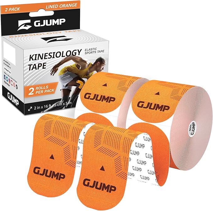 Kinesiology Tape, Original Cotton Elastic Athletic Tape for Muscle Strain Relief & Joint Support, 40 Count Precut Strips 2 Rolls, Waterproof & Breathable Sports Tape for Support and Recovery