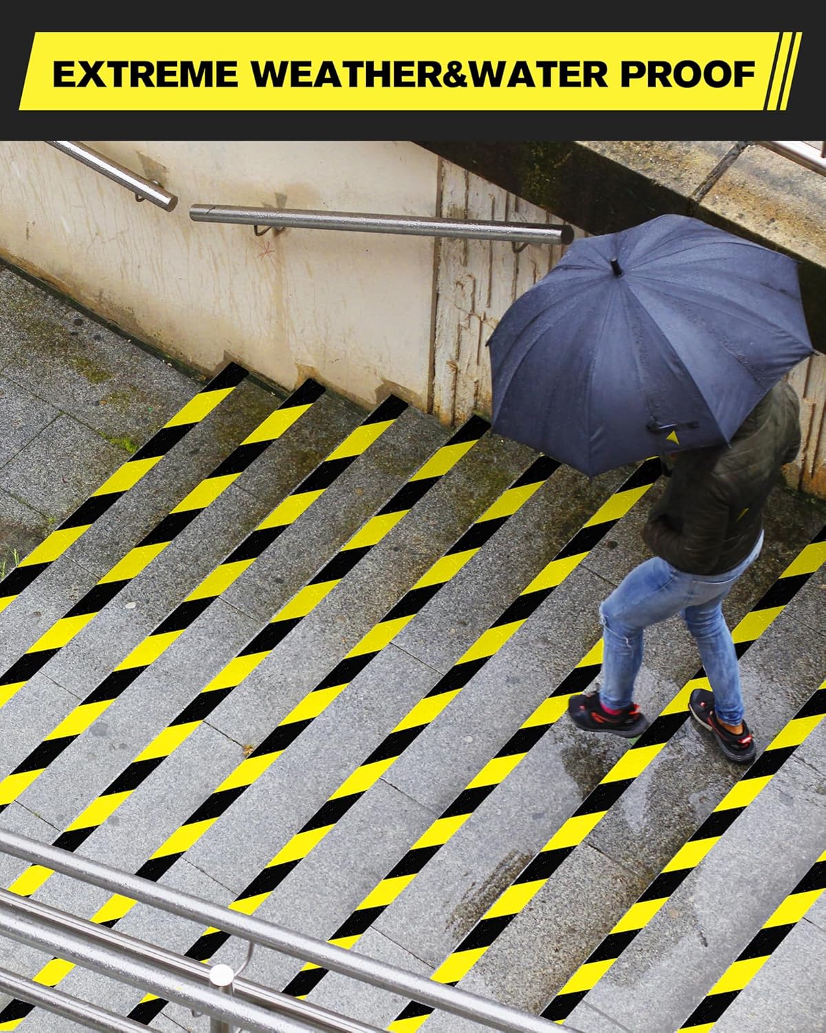 Floor Marking Tape,2 INx108FT Strong Adhesive Caution Tape,High Durability Warning Safety Tape for Indoor/Outdoor-Warehouses,Factories,Parking Lots,Retail Locations,Black&Yellow,3 Rolls