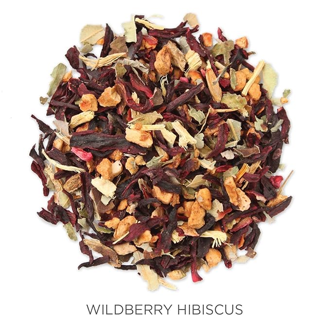 Tea Forte Wildberry Hibiscus Premium Organic Loose Leaf Caffeine-Free Herbal Tea Blend Canister, Makes 35-50 Cups