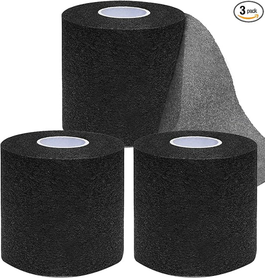 Pre Wrap Tape Athletic,3 Rolls X 22 Yards Black Prewrap Headbands for Hair,Foam Underwrap Sports Wrap