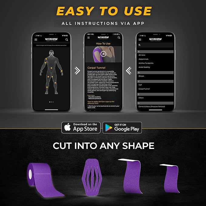 Kinesiology Tape-Incredible Support for Athletic Sports and Recovery + Free Taping Guide - Pre-Cut 2 inch 16.4 feet (Indigo Purple + Free Taping Guide, 1 Pack)