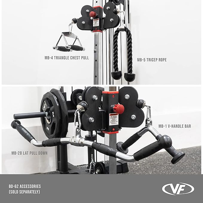 Valor Fitness BD-62 Wall Mounted Cable Machine with Adjustable Dual Pulley System Functional Home Gym Workout Equipment
