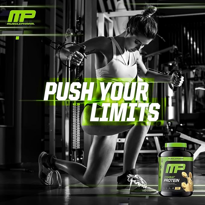 MusclePharm Combat Protein Powder, Banana Cream Flavor, Fuels Muscles for Productive Workouts, 5 Protein Sources including Whey Protein Isolate & Egg Albumin, Gluten Free, 4 lb, 52 Servings