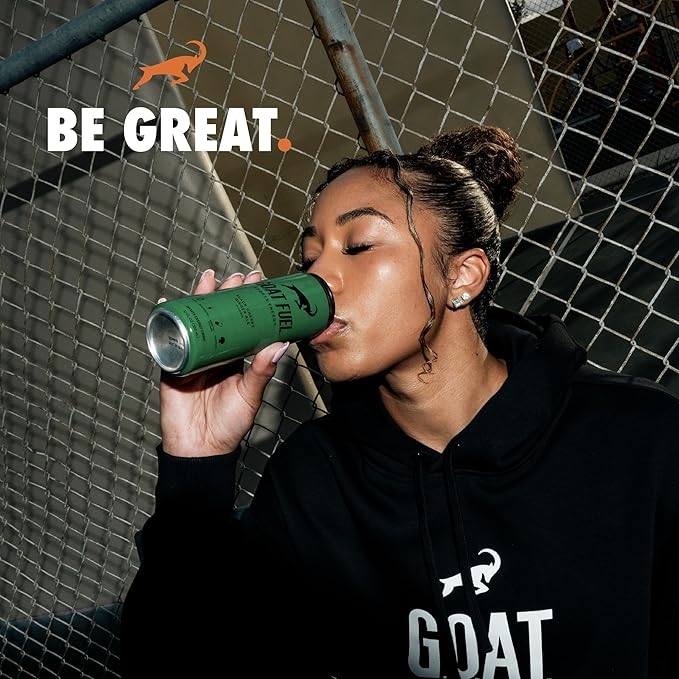 G.O.A.T. Fuel Energy Drink, Co-Founded by Jerry Rice, Natural Caffeine, Electrolytes, BCAAs, Cordyceps & Antioxidants, Light Carbonation Pre Workout, 12 Pack, 12 FL Oz, Black Cherry Ginger Ale