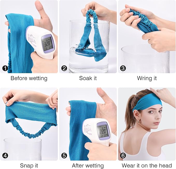 Sukeen Cooling Headband for Men Women, Instant Cooling Running Headband, Sweat Headbands for Workout, Sports Headbands for Yoga, Golf, Gym, Camping, Tennis, 20 inches