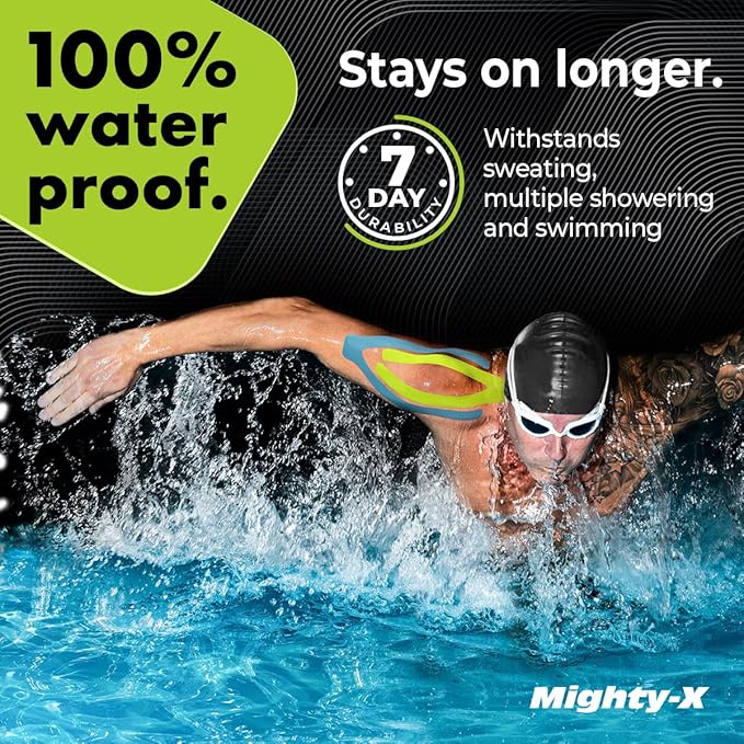 Waterproof Kinesiology Tape - 3 Rolls - Knee Support & Muscle Pain Relief - 16.4 ft Uncut Sports Kinetic Tape for Joint Stability - 50 Instructional Videos