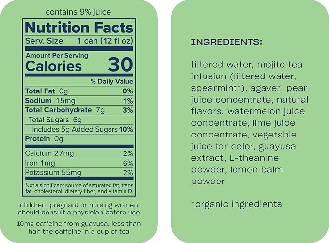 Recess Zero Proof Craft Mocktails, Alcohol Free Drinks, With Adaptogens, Non-Alcoholic Beverage Replacement, Mixer, Celebration, Party, (Watermelon "Mojito", 12oz, Pack of 12)