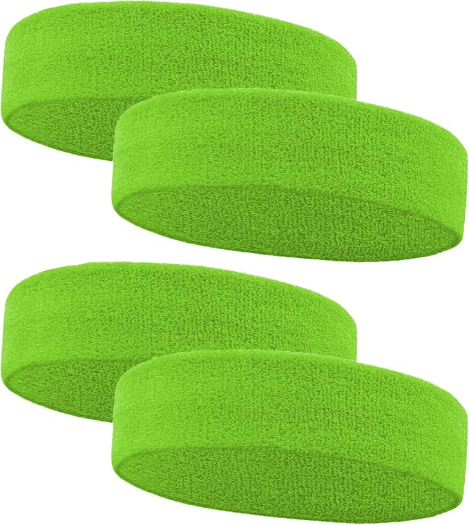 4 Pack Sweatbands Sports Headband for Men and Women, Moisture Wicking Athletic Workout Headband for Running, Tennis, Basketball, Yoga, Gym Stretchy Unisex Sweatband