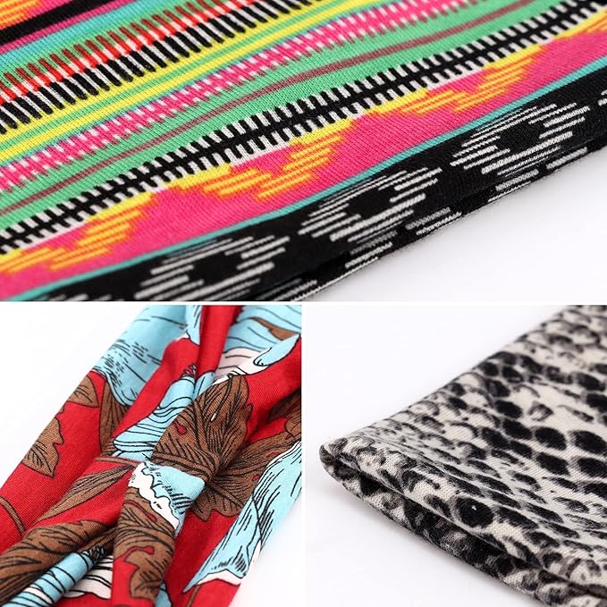 DRESHOW Yoga Running Leopard Headbands for Women Elastic Non-Slip Headbands Sports Workout Hair Bands 16 Pack