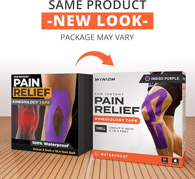 Kinesiology Tape-Incredible Support for Athletic Sports and Recovery+Free Taping Guide-Uncut 2 inch 16.4 feet Roll (Indigo Purple + Free Taping Guide, Pack of 1)