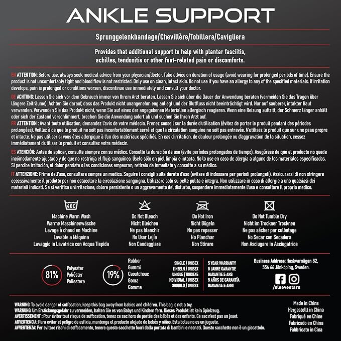 Sleeve Stars Ankle Brace for Women & Men, Ankle Wrap for Sprain, Compression Sleeve for Plantar Fasciitis Relief, Easy Customizable Support: w/ Removable Strap (Pair/M:10"-12"/Dark Brown)