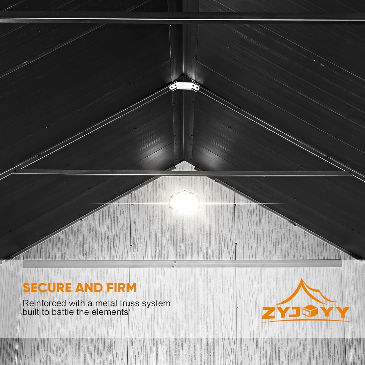 7.3 x 7.3 FT Shed Resin Outdoor Storage with Floor, 436 cuft Plastic Shed with Window and Lockable Door for Garden,with Wood Texture, Grey