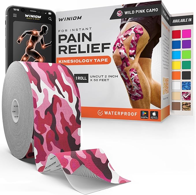 Kinesiology Tape-Incredible Support for Athletic Sports and Recovery + Free Taping Guide-Uncut 2 inch 50 feet Roll (Wild Pink Camo + Free Taping Guide, Pack of 1)