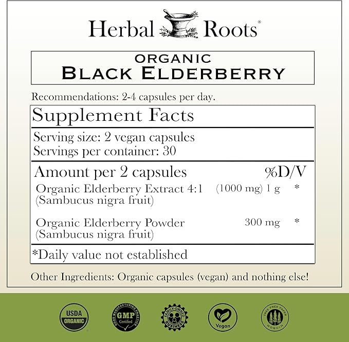 Herbal Roots Certified Organic Skin Health Trio, Apple Cider Vinegar, Fruiting Body Mushroom Blend, Black Elderberry,
