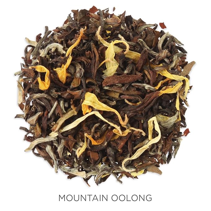 Tea Forte Mountain Oolong Premium Organic Loose Leaf Caffeinated Oolong Blend Canister, Makes 35-50 Cups