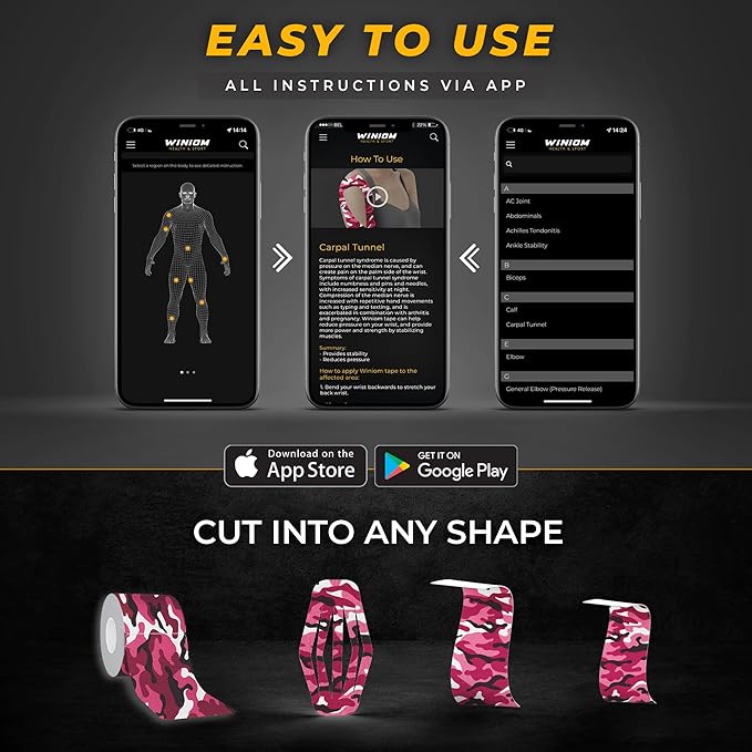 Kinesiology Tape-Incredible Support for Athletic Sports and Recovery + Free Taping Guide - Pre-Cut 2 inch 16.4 feet (Wild Pink Camo + Free Taping Guide, 1 Pack)