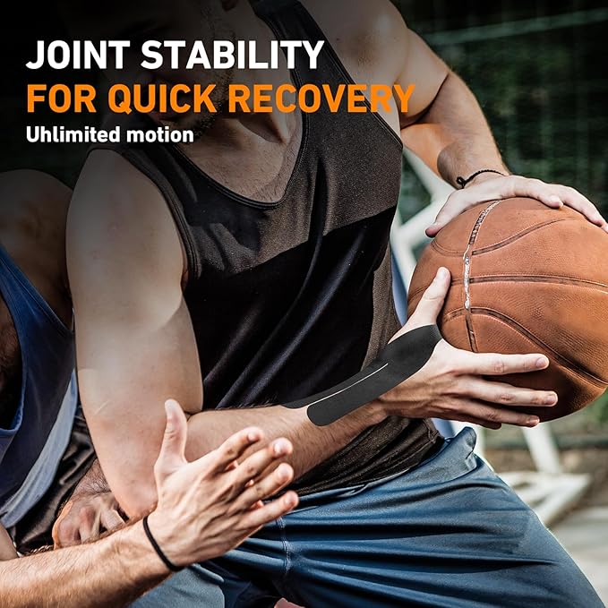 12 Count Kinesiology Tape for Thumb, Pre-Cut Waterproof KTquick Thumb Tape for Thumb Pain Relief Pre Cut, Original Cotton Athletic Tape, Durable Thumb Tape for Sports and Long-Lasting Support (Black)