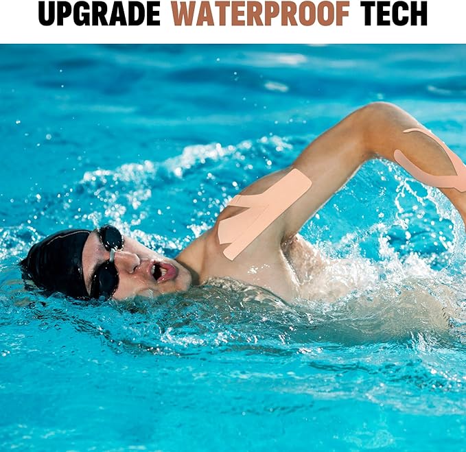 5 Rolls Kinesiology Tape, 2 inch x 16.4 Feet Waterproof Athletic Tape, Uncut Kinetic Tape, Muscle Tape, Sports Tape, Knee Tape for Exercise and Daily Use - Skin Color