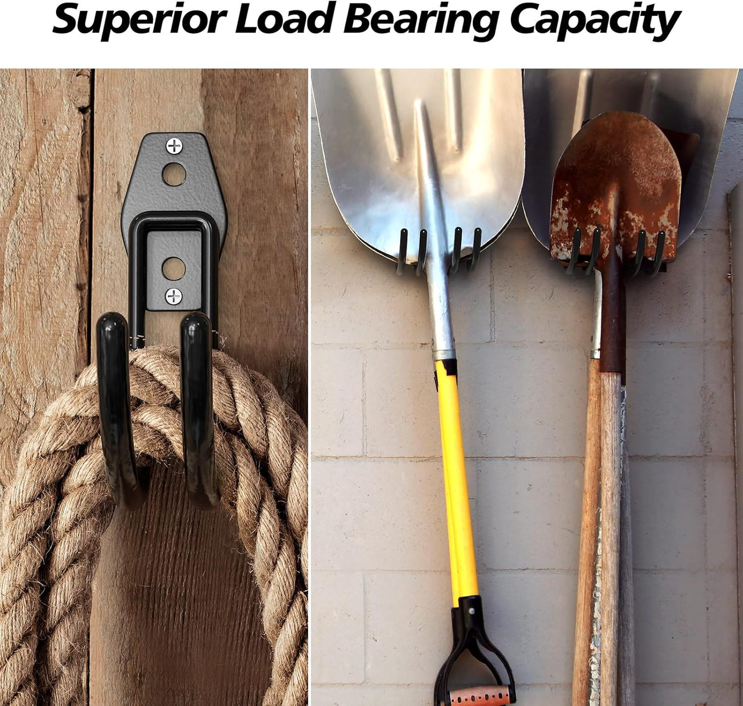 4 Pack 5.5x4.1 inch J Heavy Duty Garage Hooks,Solid Steel Wall Mount Hangers,with Anti-Slip Coating,for Hanging and Organising Ladder,Bike,Ropes,Broom,Garden,Yard and Power Tools