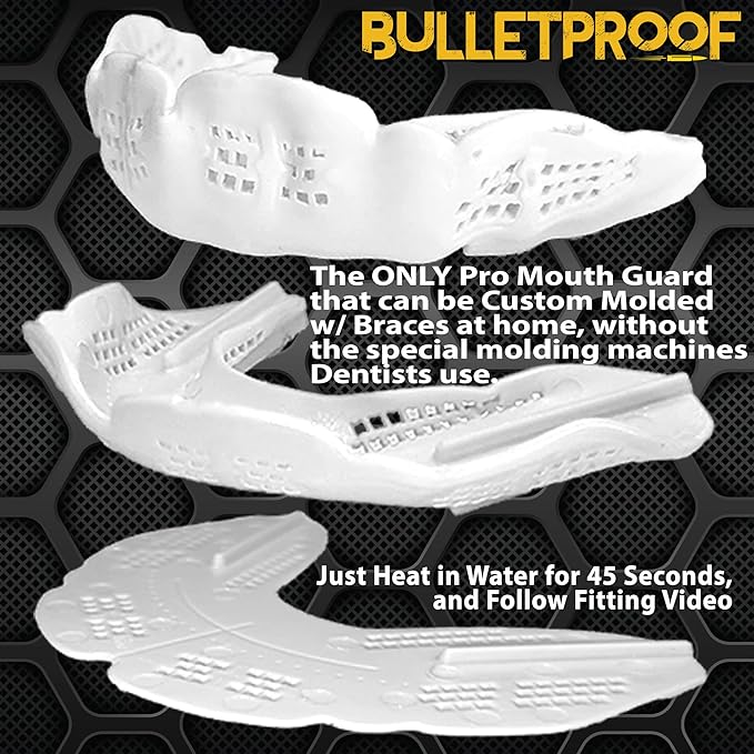 Bulletproof: World’s Thinnest Most Breathable Mouthguard is 3X Stronger! MMA Football Basketball Hockey Lacrosse Rugby BJJ Boxing Sports Mouth Guard Grinding Teeth. Men Women Adult Youth Kids Braces