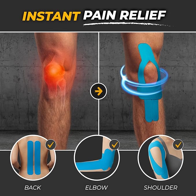 Kinesiology Tape-Incredible Support for Athletic Sports and Recovery+Free Taping Guide-Uncut 2 inch 16.4 feet Roll (Electric Blue, Pack of 2)