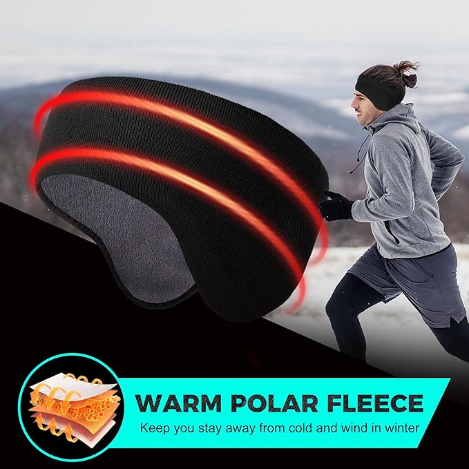 WTACTFUL Winter Double-Layer Fleece Ear Warmers Muffs Headband Ear Covers for Men Women Ski Running Cycling Hiking