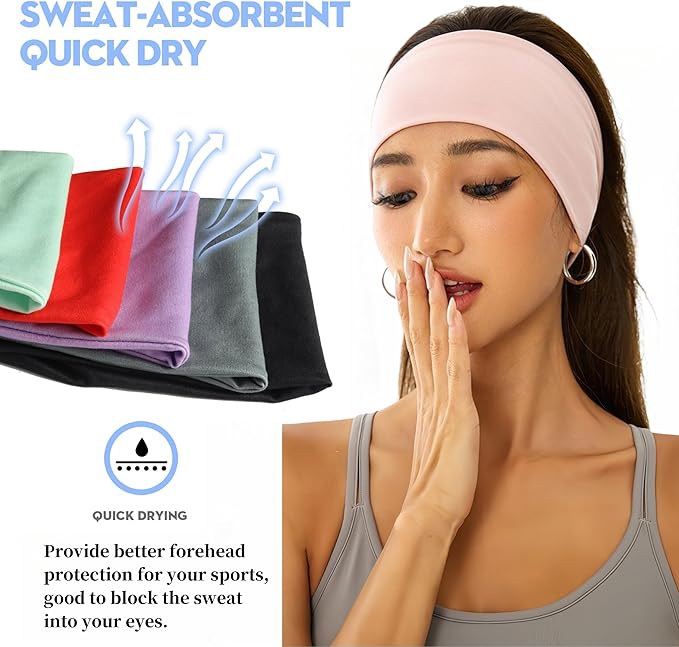 8-Pack Headbands for Women Wide Hair Band Non-Slip Head Bands for Sport Yoga, Running Fitness.