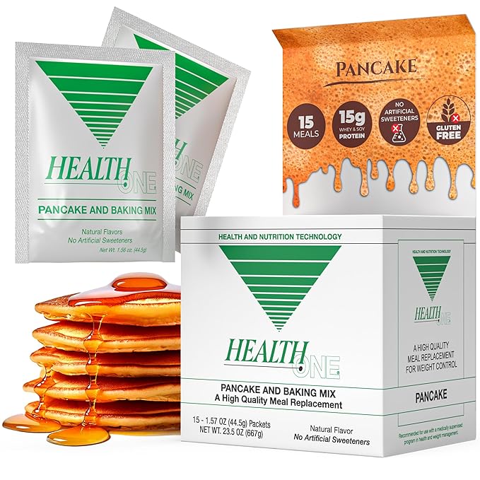 Health One High Protein Pancake & Baking Meal Replacement Powder | 15G Whey & Soy Isolate | GLP-1 Booster | Gluten Free Waffle & Muffin Mix | Just Add Water | No Artificial Sweeteners (15 Servings)