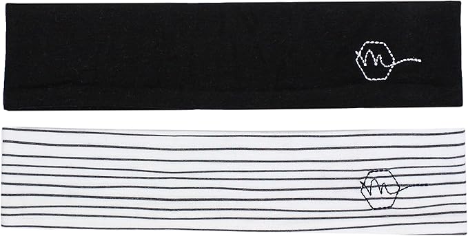Maven Thread Women's 2" Wide Non Slip Sweat-Wicking Headband for Exercise and Yoga, 2-Pack