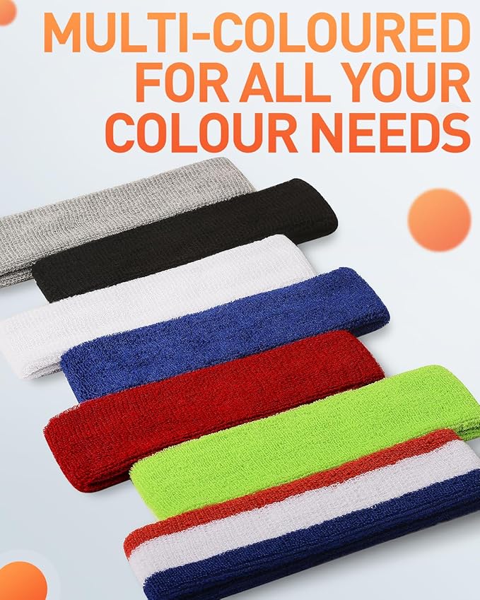 Tanluhu Sweatbands Sport Headbands for Men & Women,Terry Cloth Sweat Band for Tennis, Running, Basketball, Working Out, Execise - Athletic Sweat Cotton Headband Outdoor