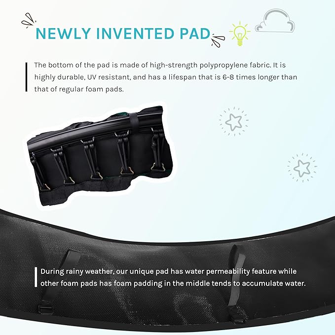 SkyBound 14 FT 12 FT 10FT 8FT 6FT Springless Trampoline for Kids and Adults - Recreational Trampolines with AntiRust Coating - Bungee Cords Outdoor Trampoline for Kids - No-Gap Design Zipper System