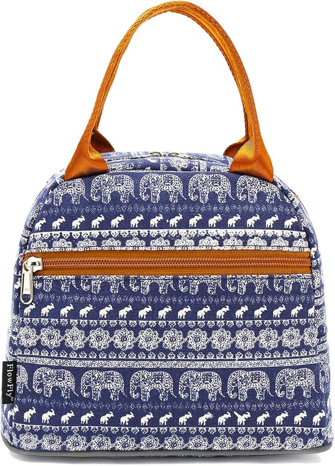 FlowFly Insulated Lunch Cooler Bag - Tote Bag Organizer for Women/Men, Elephant