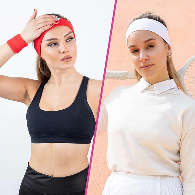 8 PCS Sport Headbands for Women, Non-Slip Hair Bands, 7 centimeters, Multi, Polyester - Hair Warp for Women's Daily Workout Yoga Running and Sports