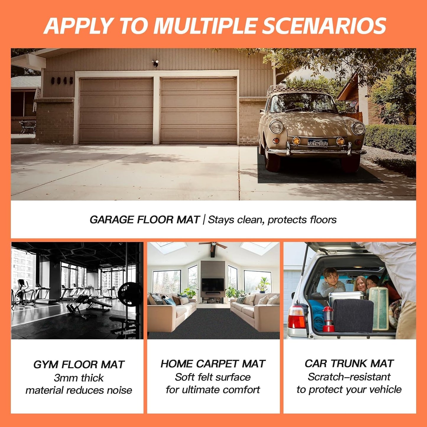 8.2’x 22' Garage Floor Mat & Oil Spill Mat, Heavy Duty Under Car Mat for Garage & Driveway, Protects Against Oil, Chemicals & Stains with TPE Anti-Leak Backing, Reusable & Washable