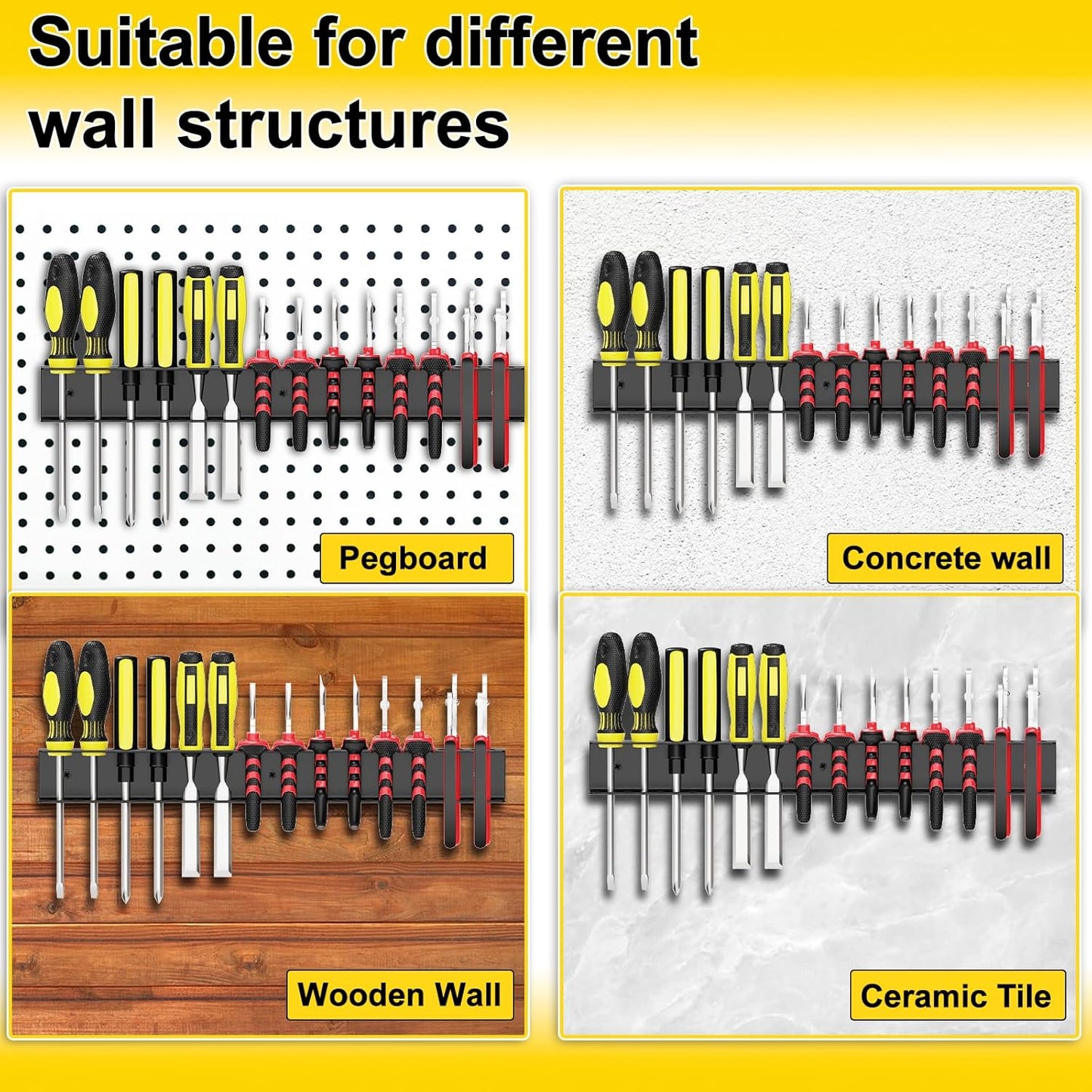 Screwdriver Plier Organizer Wall Mount,Screwdriver Rack,Metal Plier Holder Utility Tool Holder Organizers and Storage Rack for Garage Workshop Workbench Tool Chest Cart,1 PCS