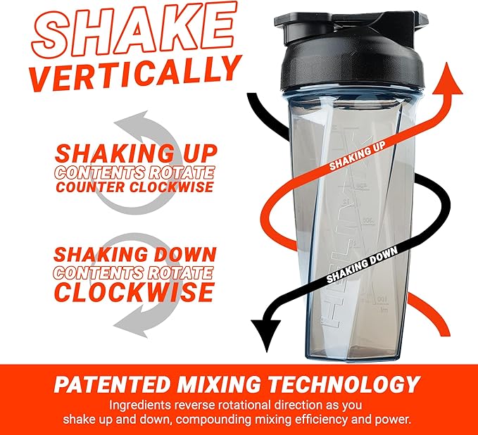 HELIMIX 2.0 Vortex Blender Shaker Bottle Holds upto 28oz | No Blending Ball or Whisk | USA Made | Portable Pre Workout Whey Protein Drink Shaker Cup | Mixes Cocktails Smoothies Shakes | Top Rack Safe