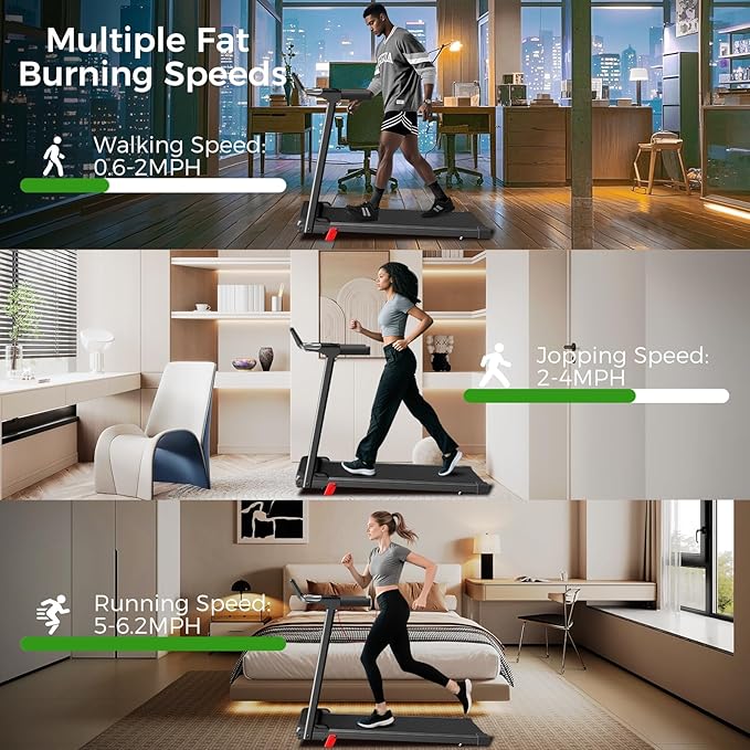 Portable Treadmill with Incline, 3.0HP Walking Pad with Handle Bar, 3-in-1 Foldable Treadmill for Home Office Small Space with Quiet Brushless, 300 LBS Capacity