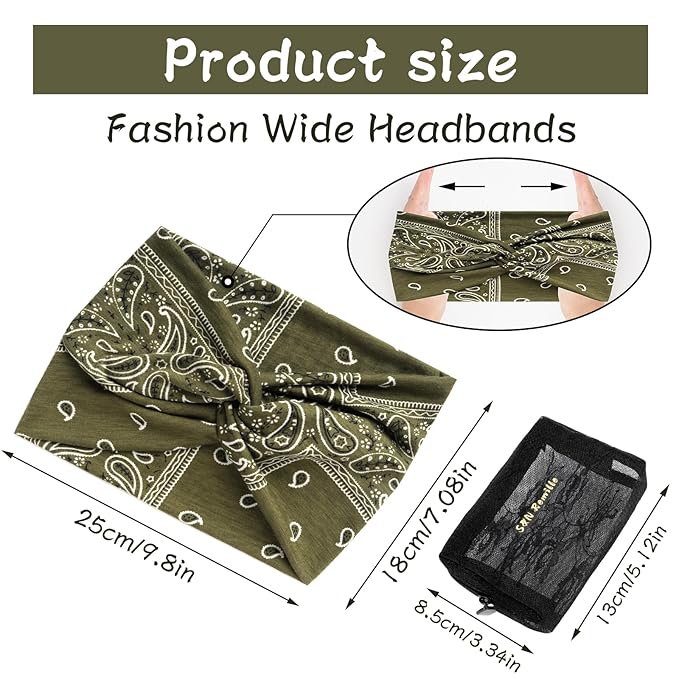 S&N Remille Wide Headbands for Women, Large Hairband, Elastic Non-Slip Headband Twist Knotted Accessories, Yoga Workout Vintage Hair 3 Pack (Colour-11)