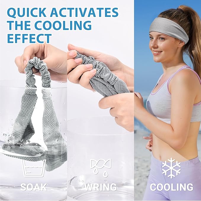 Sukeen Cooling Headbands for Women, Instant Cooling, Moisture Wicking Non-Slip Sweatbands for Women, Elastic Sweat Bands Headbands for Running Yoga Gym Athletic Sports Workouts
