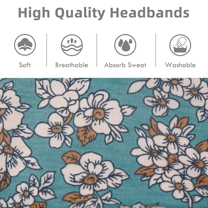 Huachi Boho Headbands for Women Wide Head Bands Yoga Workout Hair Bands for Women's Hair Non Slip Summer Womens Headbands Hair Accessories 6 Pack