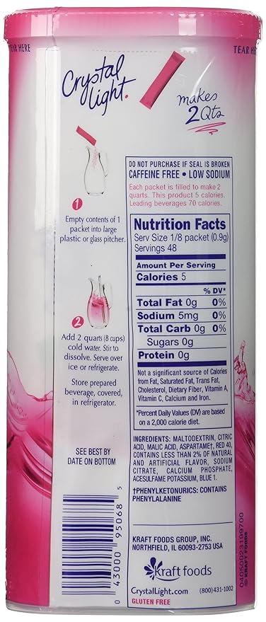 Crystal Light Raspberry Ice Drink Mix (12-Quart), 1.3 Ounce Packages (Pack of 4)