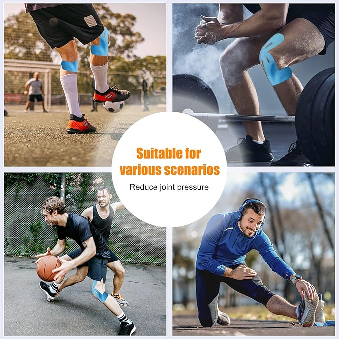 Precut Kinesiology Tape for Knees,15-30 Pcs – Elastic Knee Support & Stability, Pain Relief – Waterproof, Breathable, Hypoallergenic Athletic Tape