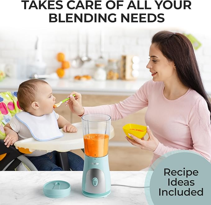 Mueller Personal Blender for Shakes and Smoothies with 15 Oz Travel Cup and Lid, Juices, Baby Food, Heavy-Duty Portable Blender & Food Processor, Turquoise