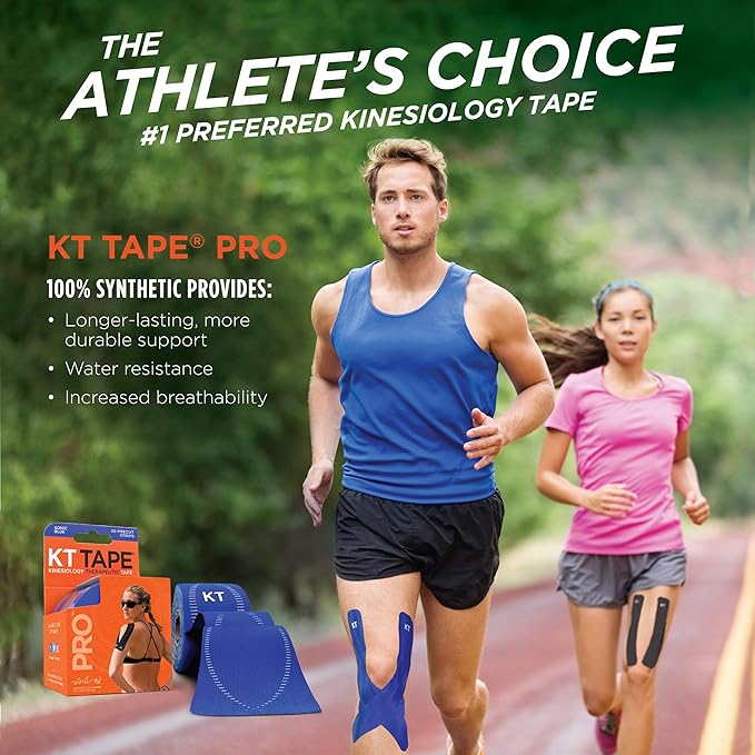 KT Tape, Pro Synthetic Kinesiology Athletic Tape, 20 Count, 10” Precut Strip