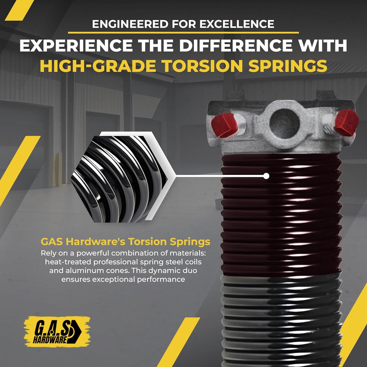 Garage Door Torsion Spring 234x2x29 Torsion Spring for Right Side of Garage Door with 1" Steel Bearing, Gloves, and Winding Bars Precision E-Coating 5-Year Warranty Minimum 30,000 Cycles (Black Cone)
