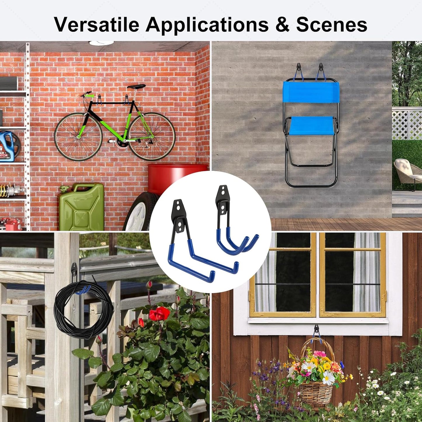 Garage Hook Heavy Duty Wall Storage Hangers, 30 Pack Garage Storage Hooks Steel Tool Blue for Ladders, Ropes, Garden Tools